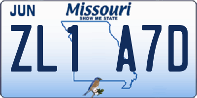 MO license plate ZL1A7D