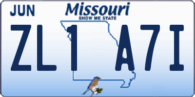 MO license plate ZL1A7I