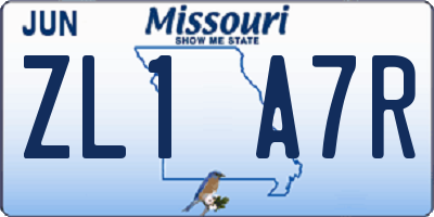 MO license plate ZL1A7R