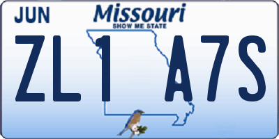 MO license plate ZL1A7S