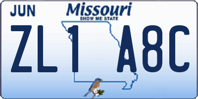 MO license plate ZL1A8C