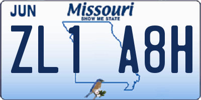 MO license plate ZL1A8H