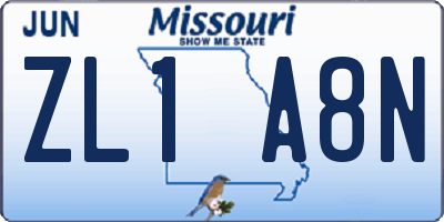 MO license plate ZL1A8N