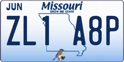 MO license plate ZL1A8P