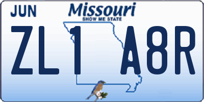 MO license plate ZL1A8R