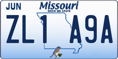 MO license plate ZL1A9A