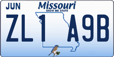 MO license plate ZL1A9B
