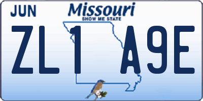 MO license plate ZL1A9E