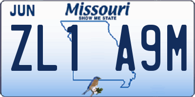MO license plate ZL1A9M