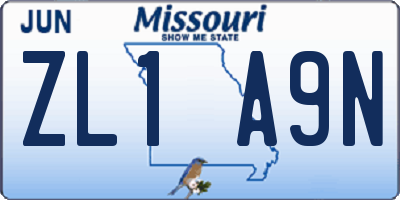MO license plate ZL1A9N