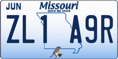 MO license plate ZL1A9R