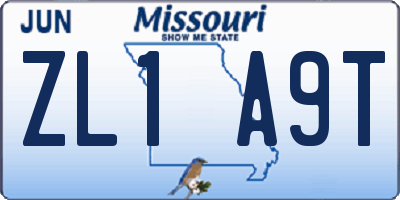 MO license plate ZL1A9T