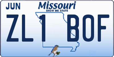 MO license plate ZL1B0F