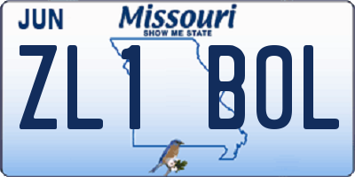 MO license plate ZL1B0L