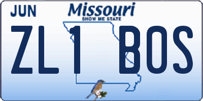 MO license plate ZL1B0S