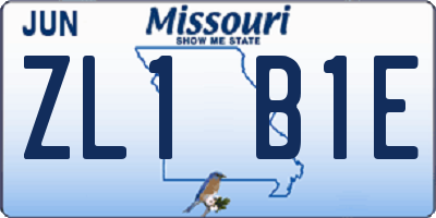 MO license plate ZL1B1E
