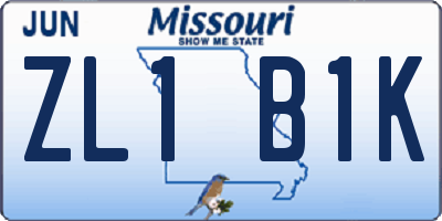 MO license plate ZL1B1K