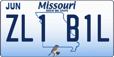 MO license plate ZL1B1L