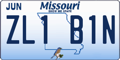 MO license plate ZL1B1N