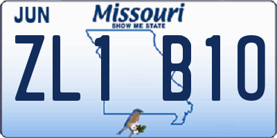 MO license plate ZL1B1O