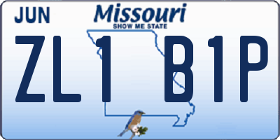 MO license plate ZL1B1P