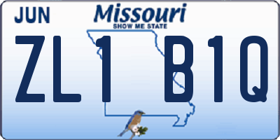 MO license plate ZL1B1Q