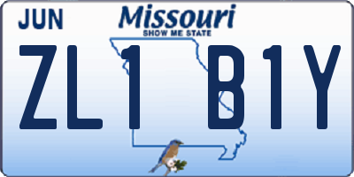 MO license plate ZL1B1Y