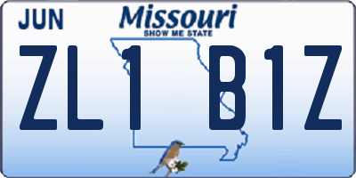 MO license plate ZL1B1Z