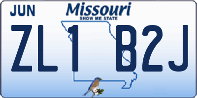 MO license plate ZL1B2J