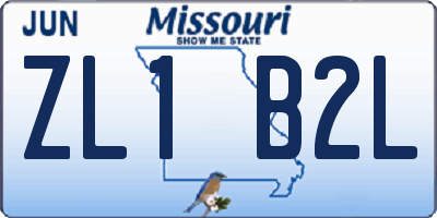 MO license plate ZL1B2L