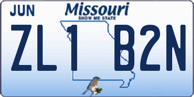 MO license plate ZL1B2N