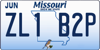 MO license plate ZL1B2P