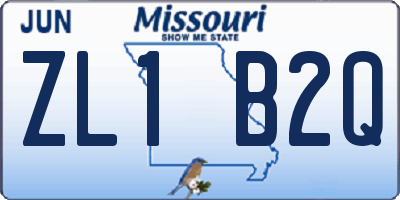 MO license plate ZL1B2Q