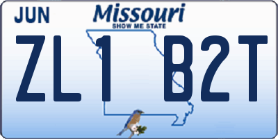 MO license plate ZL1B2T