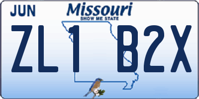 MO license plate ZL1B2X