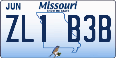 MO license plate ZL1B3B