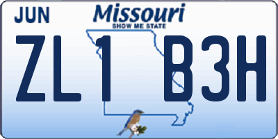 MO license plate ZL1B3H
