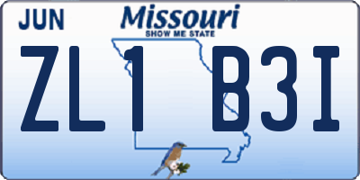 MO license plate ZL1B3I