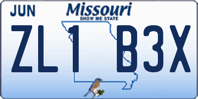 MO license plate ZL1B3X