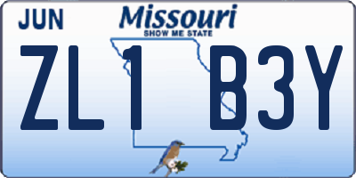 MO license plate ZL1B3Y