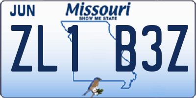 MO license plate ZL1B3Z
