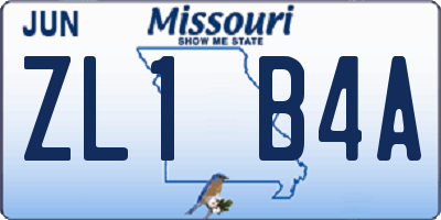MO license plate ZL1B4A