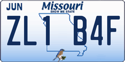 MO license plate ZL1B4F