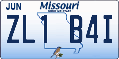 MO license plate ZL1B4I