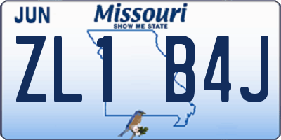 MO license plate ZL1B4J