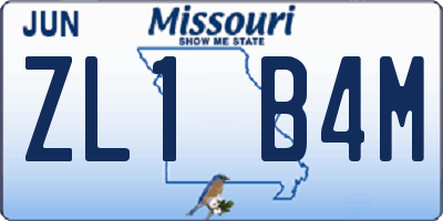 MO license plate ZL1B4M