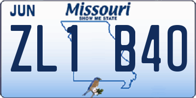 MO license plate ZL1B4O