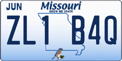 MO license plate ZL1B4Q