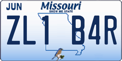 MO license plate ZL1B4R