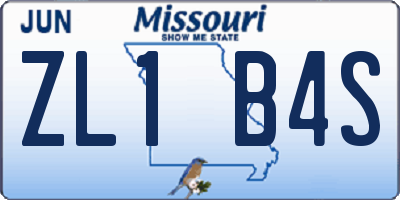 MO license plate ZL1B4S